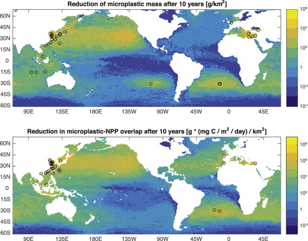 Them dots? That's where you should remove ocean plastic.
